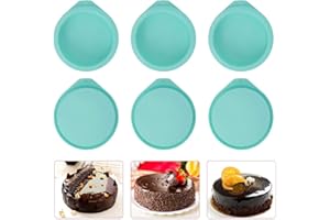 Staruby 6-Pack Silicone Cake Molds 4 Inch Round Silicone Cake Pans Green Baking Pan Set Silicone Baking Mold DIY Rainbow Cakes and Round Resin Coaster Molds, 0.8 Inch Deep (Green)