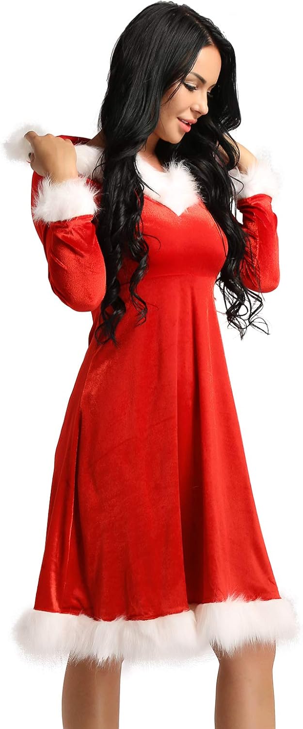 La Vaca Lola Vestido De Santa Claus Para Mujer Terciopelo Rojo