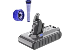 TURPOW 6.0Ah Replacement for Dyson V6 Battery 21.6V Compatible with vtc4 SV03 SV04 DC58 DC59 DC61 DC62 DC72 DC74 Animal 595 650 770 880 SV05 SV06 SV07 SV09 Handheld Vacuum Cleaner with Filters