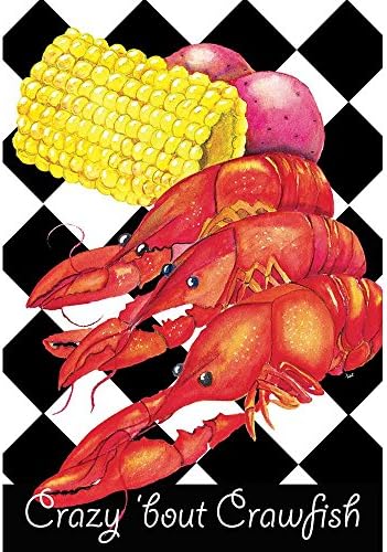 Magnolia Garden Crazy Bout Crawfish Dinner Checkerboard 44 x 30 Rectangular Screenprint Large House Flag