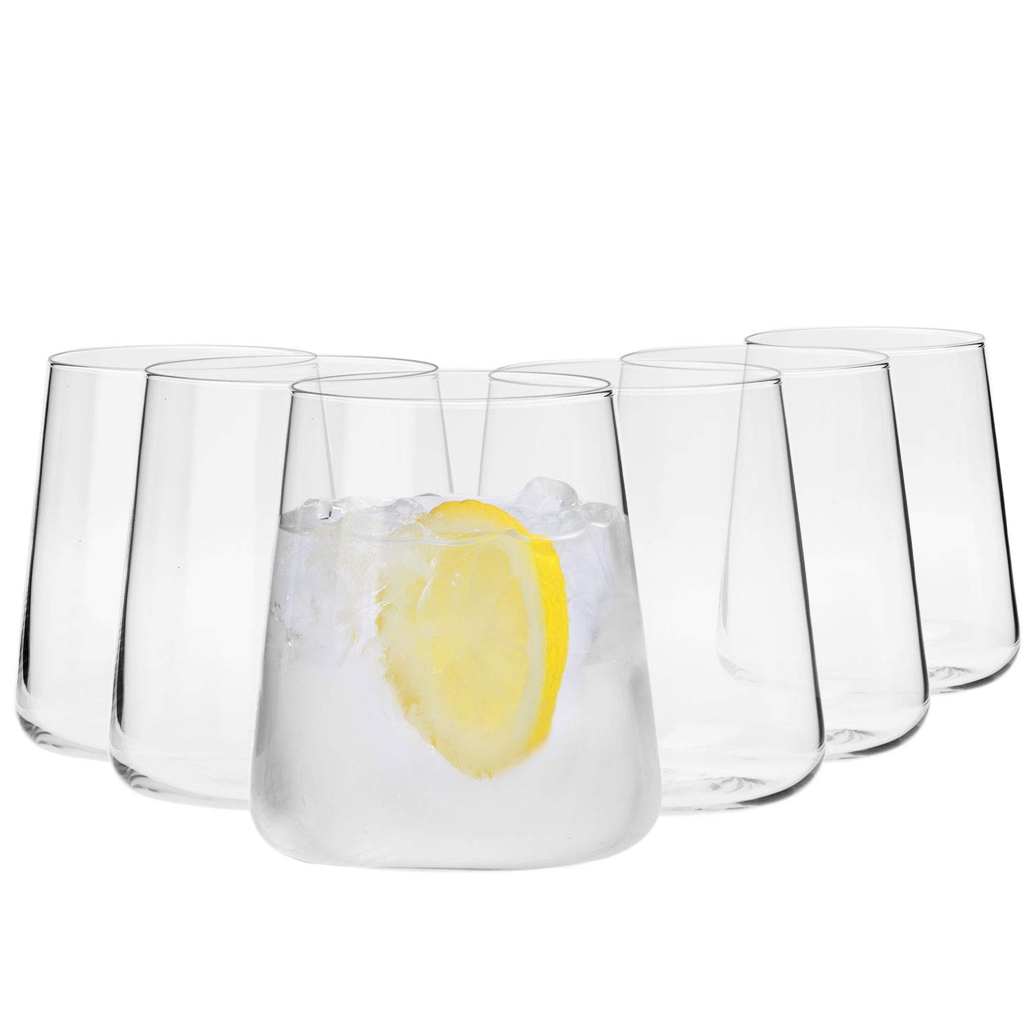 Krosno Water Juice Gin Tumbler Drinking Glasses | Set of 6 | 430 ML | Avant-Garde Collection | Whiskey Glasses Gift Set Tumblers Cocktail Set | Durable Glass | Home & Bar | Glass Cups Glassware