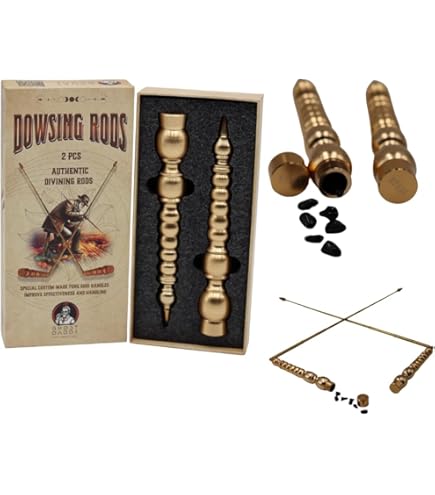 99.9% Copper Dowsing Rods With Wooden Handle - Complete Divination Set With Brass Pendulum
