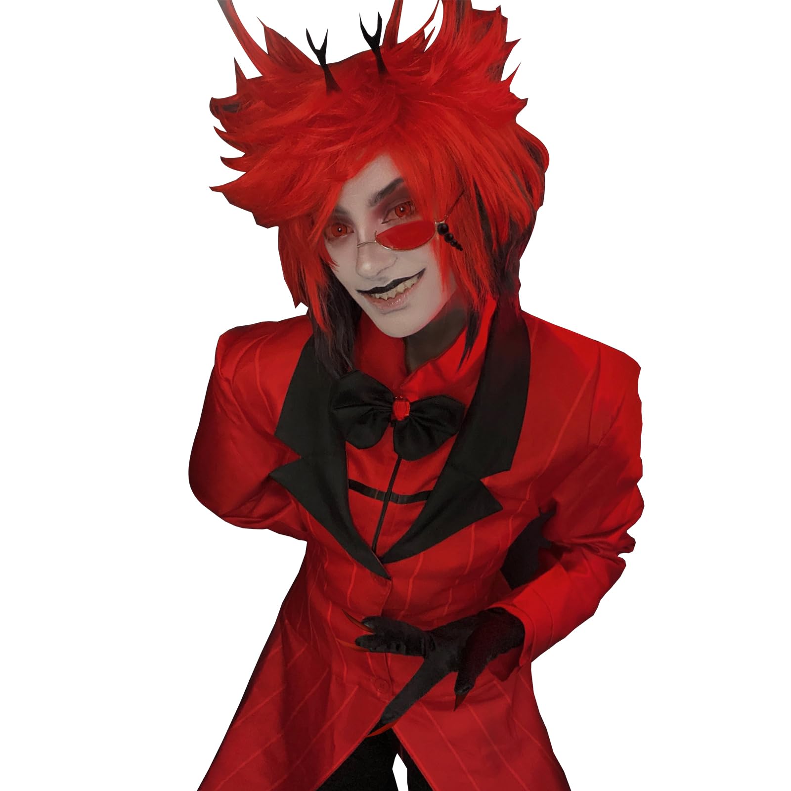 CR ROLECOS Alastor Cosplay Costume Hazbin Costume Adult Red School Uniform with Gloves Shirt Halloween Suit XL — image 1