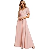 Ever-Pretty Women's Formal Dresses Flutter Short Sleeve Floor Length Dress 2024 High Waist Evening Dresses 0050