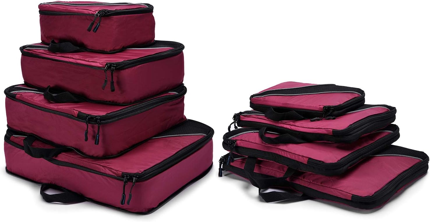 4 Set Packing Cubes， Luggage Sets Cube Organizer for Travel Suitcases with Laundry Bag