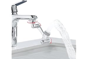 RQJLZ 1080° Swivel Faucet Extender, 2 Sprayer Modes, Universal 360° Swivel Multifunctional Aerator, Sink Water Faucet Extension Filter, Kitchen Bathroom, Robotic Arm in Brass.