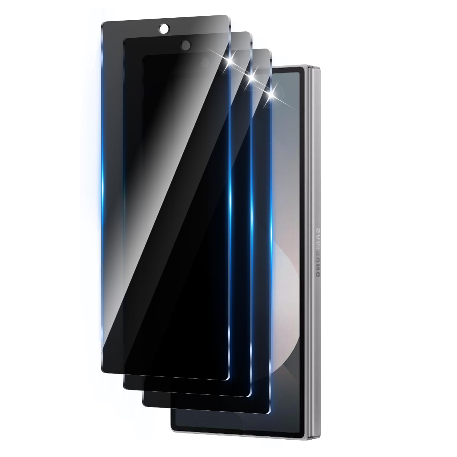 LZAYN 3 Pack Privacy Screen Protector Designed for Samsung Galaxy Z Fold 6,Full Coverage Anti-Spy Tempered Glass Film,9H Hardness,Anti-Fingerprint,Bubble Free,Easy to Install