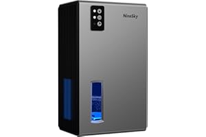 NineSky Dehumidifier,95 OZ Dehumidifiers for Home,(1000 sq.ft) Dehumidifiers for Basement Bathroom Bedroom with Auto Shut Off, Switchable 7 Colors Light(Gray)