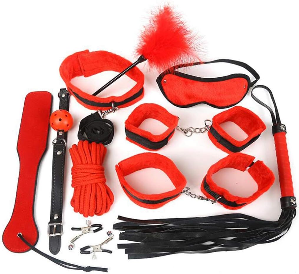Luckly77 10 Pcs Adjustable Multifunctional Red Leather Toys for Couple in Bedroom Jeans