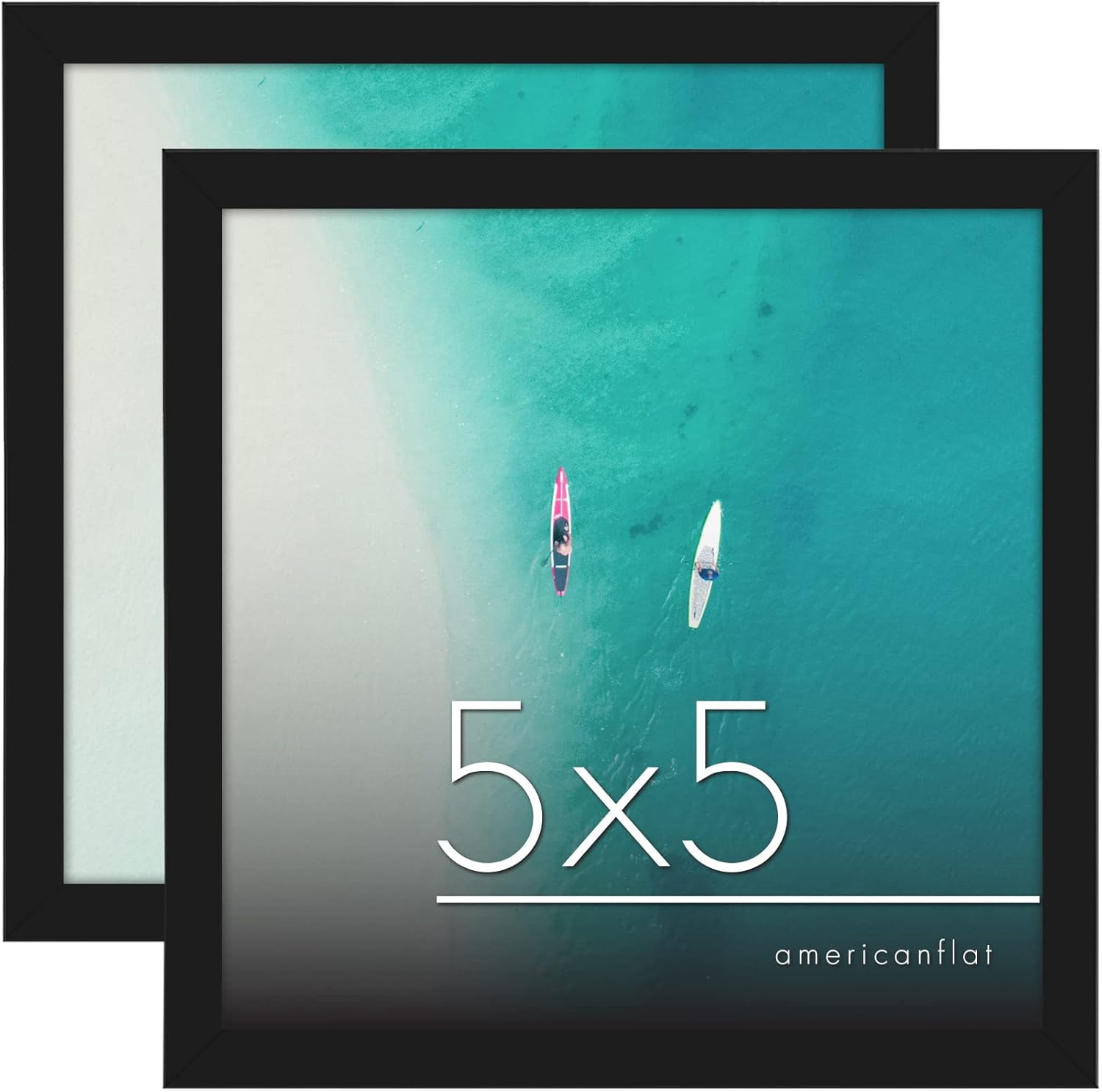 Photo Albums, Frames & Accessories - Americanflat 5x5 Picture Frame in Black with Shatter Resistant Glass - Thin Border Frame in Horizontal and Vertical Formats for Wall and Tabletop (2 Pack)