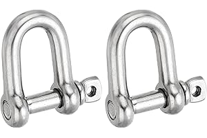 PATIKIL Screw Pin Shackle M12 1/2" 1764lbs, 2 Pack 304 Stainless Steel D Ring Shackle for Chains Wire Rope Outdoor, Silver