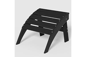 Nevilywood HDPE Folding Ottoman - Adirondack Chair Footrest – Weather Resistant, Wood-Grain, Low-Maintenance-, Garden Patio Porch – Black