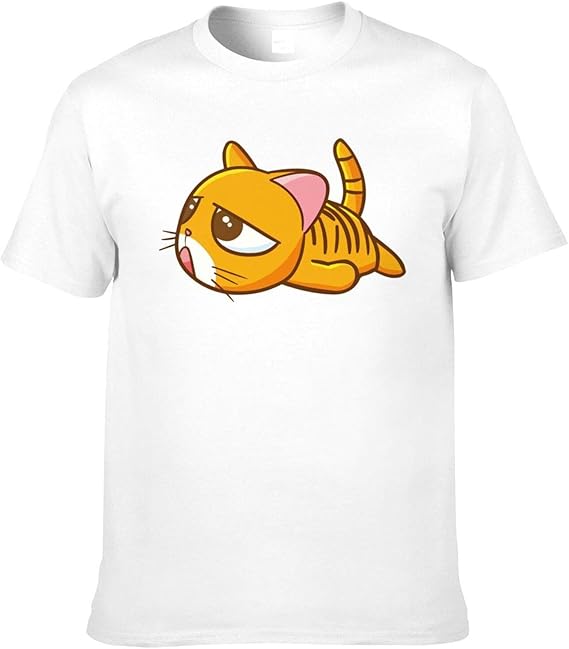 Amazon Co Jp Tシャツ メンズ 猫 キャラクター アニメ 疲れ 表情 おしゃれ 半袖 コットン おもしろtシャツ 大きいサイズ 白tシャツ Bolaco 服 ファッション小物