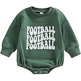Chloefairy Baby Girl Boy Football Outfit Game Day Football Sweatshirt Romper Oversized Bodysuit Fall Winter Clothes