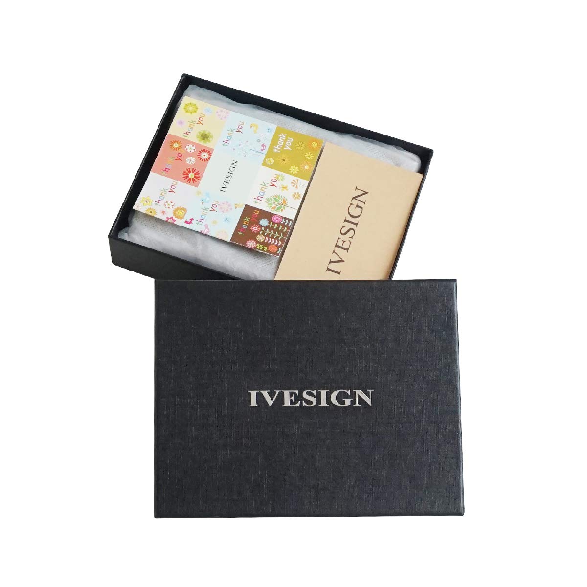 IVESIGN Bifold Travel Wallet RFID Blocking Genuine Leather Credit Card Holder