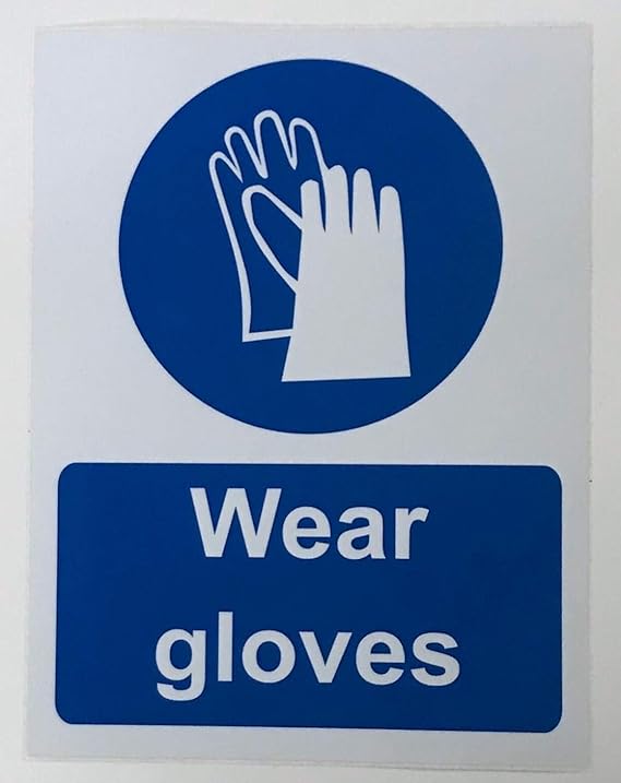Mandatory signs Wear gloves Safety sign 1.2mm Rigid plastic 300mm x