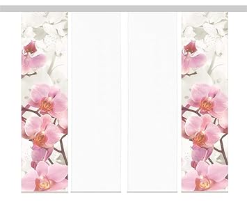 heimtexshop24 Flächenvorhänge Schiebegardinen, 3-4-5-6 Set zur Auswahl, Digitaldruck, Lasergeschnitten, 60cm x 245cm, incl Pa