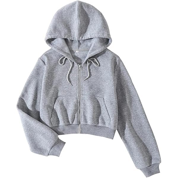 Cioatin Women Fleece Zip Up Crop Hoodies Sweatshirt Y2K Fall