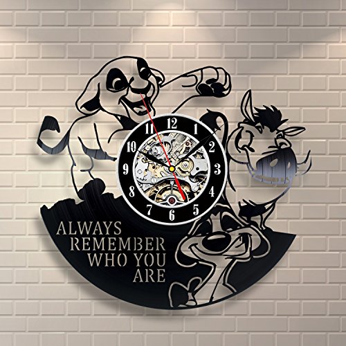 The Lion King Simba Vinyl Record Wall Clock - Decorate your home with Modern Large Disney Art - Gift for kids, girls and boys - Win a prize for a feedback