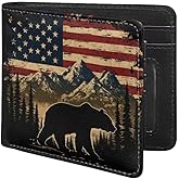 Coldinair American Flag Teen Boys Wallet for Kids,Bear Bifold Wallet,Leather Wallet,Slim Wallet Credit Card Cash Id Holder Cion Purse for Teens Kids,Men