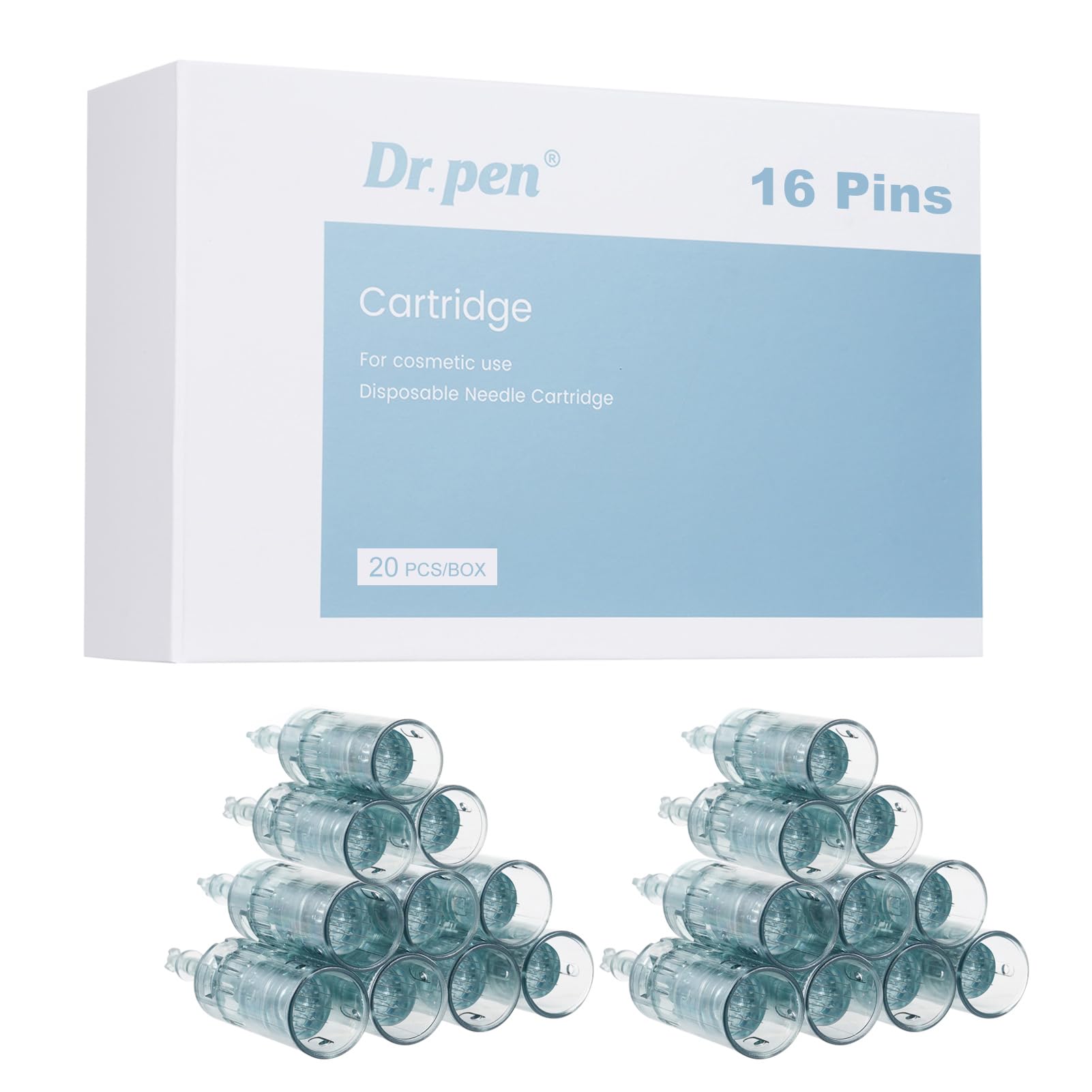 Dr.pen M8 Cartridges 16 Pins, 20Pcs Dr.pen Cartridges for Microneedling Pen M8/M7S Model, Authentic Disposable Microneedling Cartridges (16 Pins, 20Pcs)
