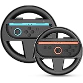 TNP Switch 2 Steering Wheel Racing Compatible with Nintendo JoyCon 2 (2025) - Switch 2 Wheels for Mario Kart & Racing Games, Controller Accessory Grip Handle Kit Attachment, (Set of 2 Black)