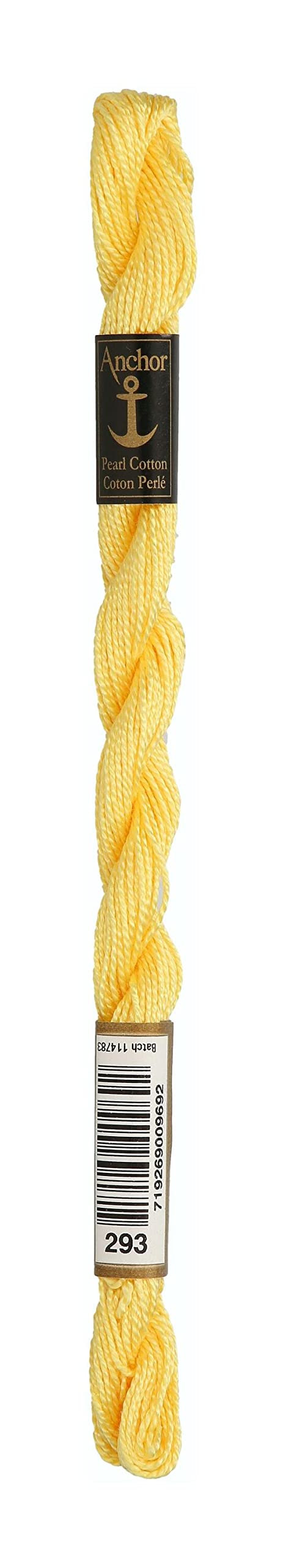 Anchor Embroidery Thread, Cotton, Soft Yellow, Stärke 5, 21m