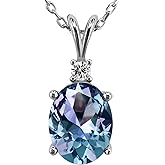 VEMAZA Color Change Alexandrite Necklace 925 Sterling Silver Hypoallergenic Halo Oval Cut Heart Shape Round Cut Solitaire June Birthstone Simulated Created Alexandrite Necklace For Women