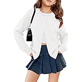 PATPAT Girls Cardigan Sweater Size 4-12 Years Long Sleeve Cotton Knit Crewneck Button School Uniform Kids Casual Cute Outwear