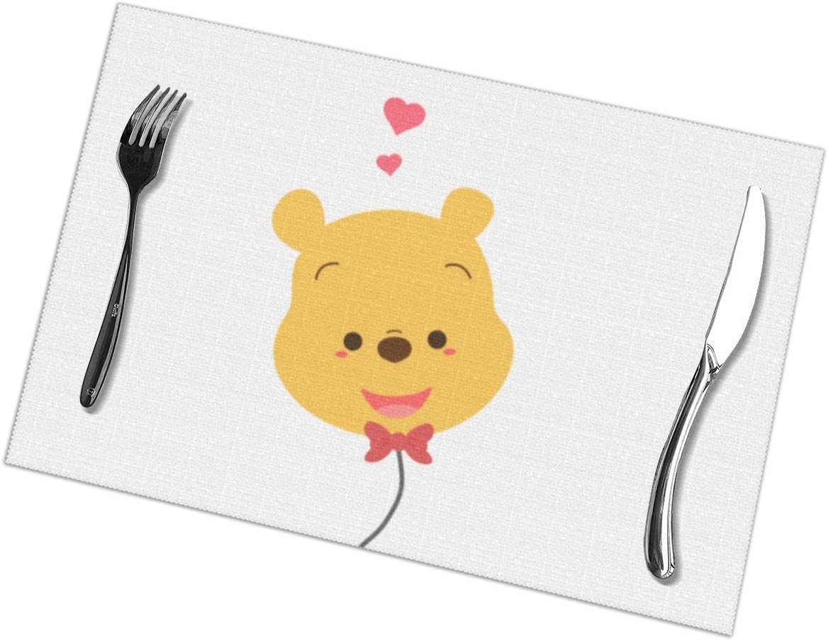 Amazon Co Jp くまのプーさんの風船の壁紙 ランチョンマット 滑り止め 断熱 家庭レストラン用 食卓飾り お手入れ簡単 かわいい おしゃれ 6枚セット プレース マット Home Kitchen