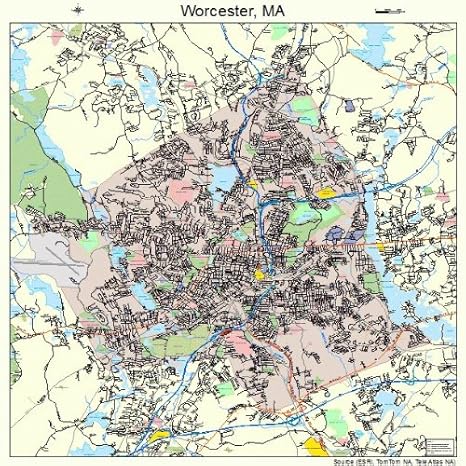 Amazoncom Large Street Road Map Of Worcester - 