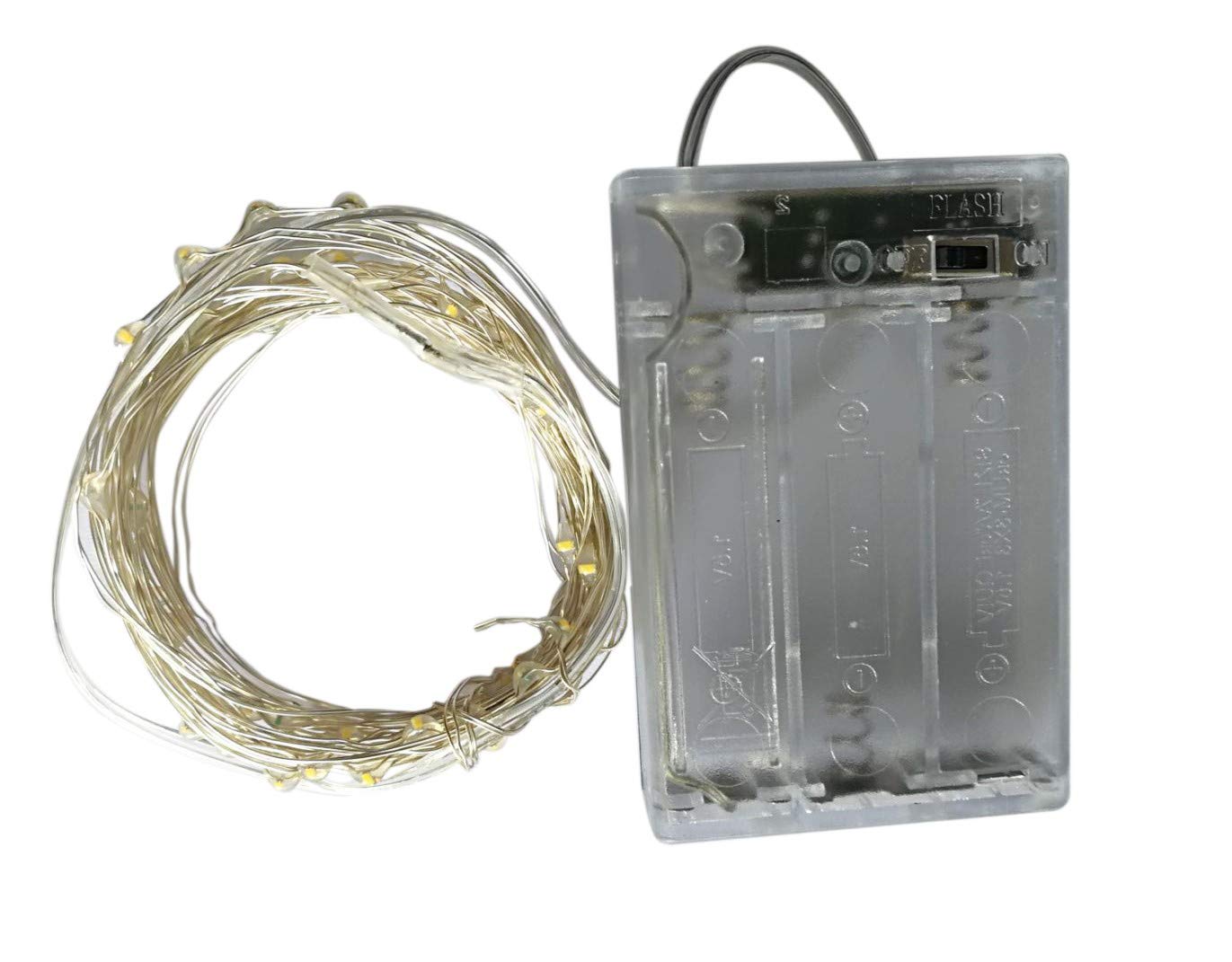 BXROIU 2 x 30er Micro LED Lichterkette AA Batterie betrieb und 2 Programm Auf 3 Meter Silberdraht für Party, Garten, Weihnachten, Halloween, Hochzeit, Beleuchtung Deko(30er Warmweiß)