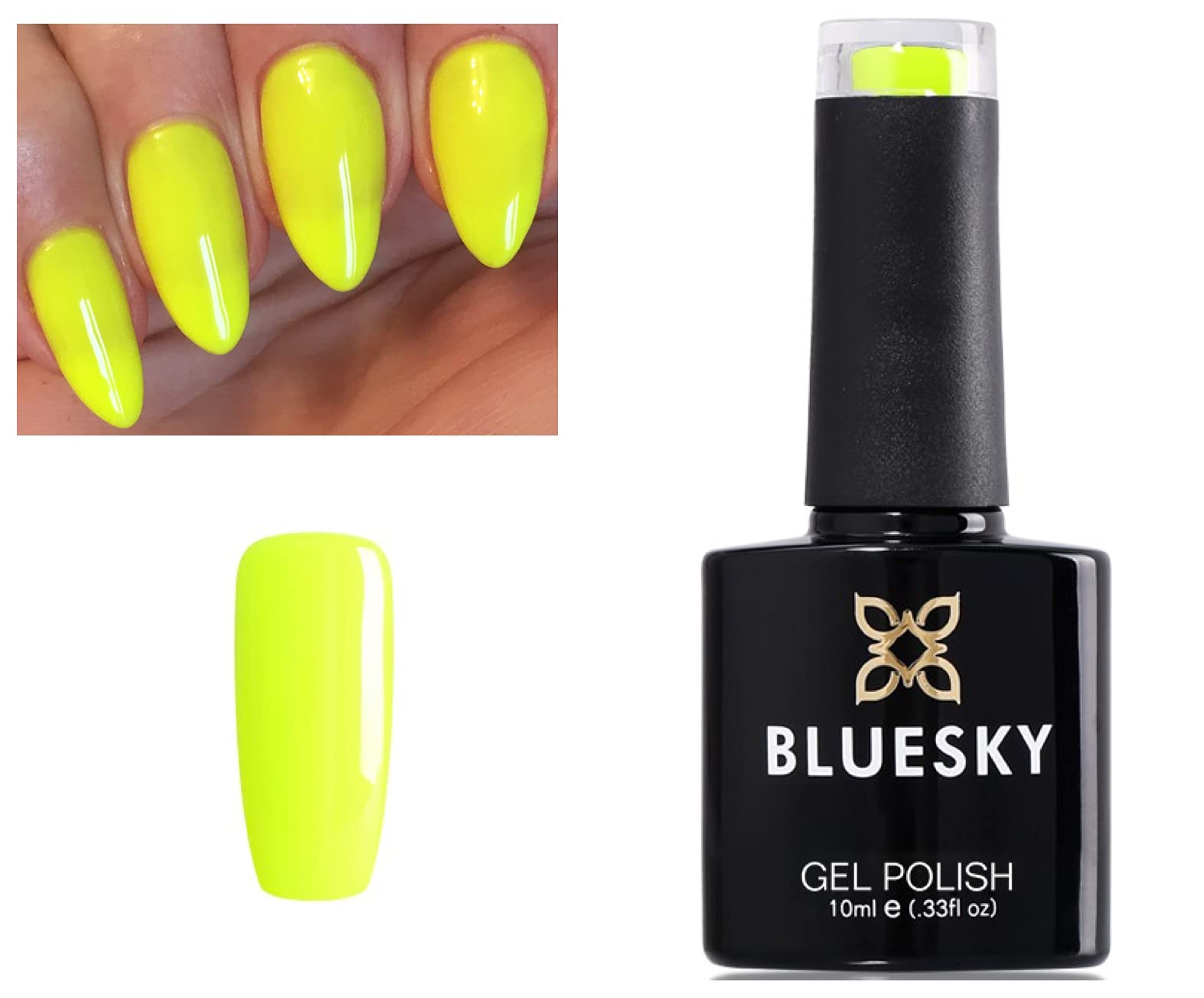 Bluesky Gel Nail Polish Yellow Zorbet Zest Neon Yellow Zorbet Spring Summer Color Neon 34 UV LED Soak Off 10ml (Requires drying under LED/UV Lamp)
