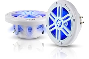 Herdio 6.5" 350W Marine Speakers - IP66 Waterproof Coaxial Audio, with Blue LED Light for Boats, ATVs, UTVs with UV Resistant