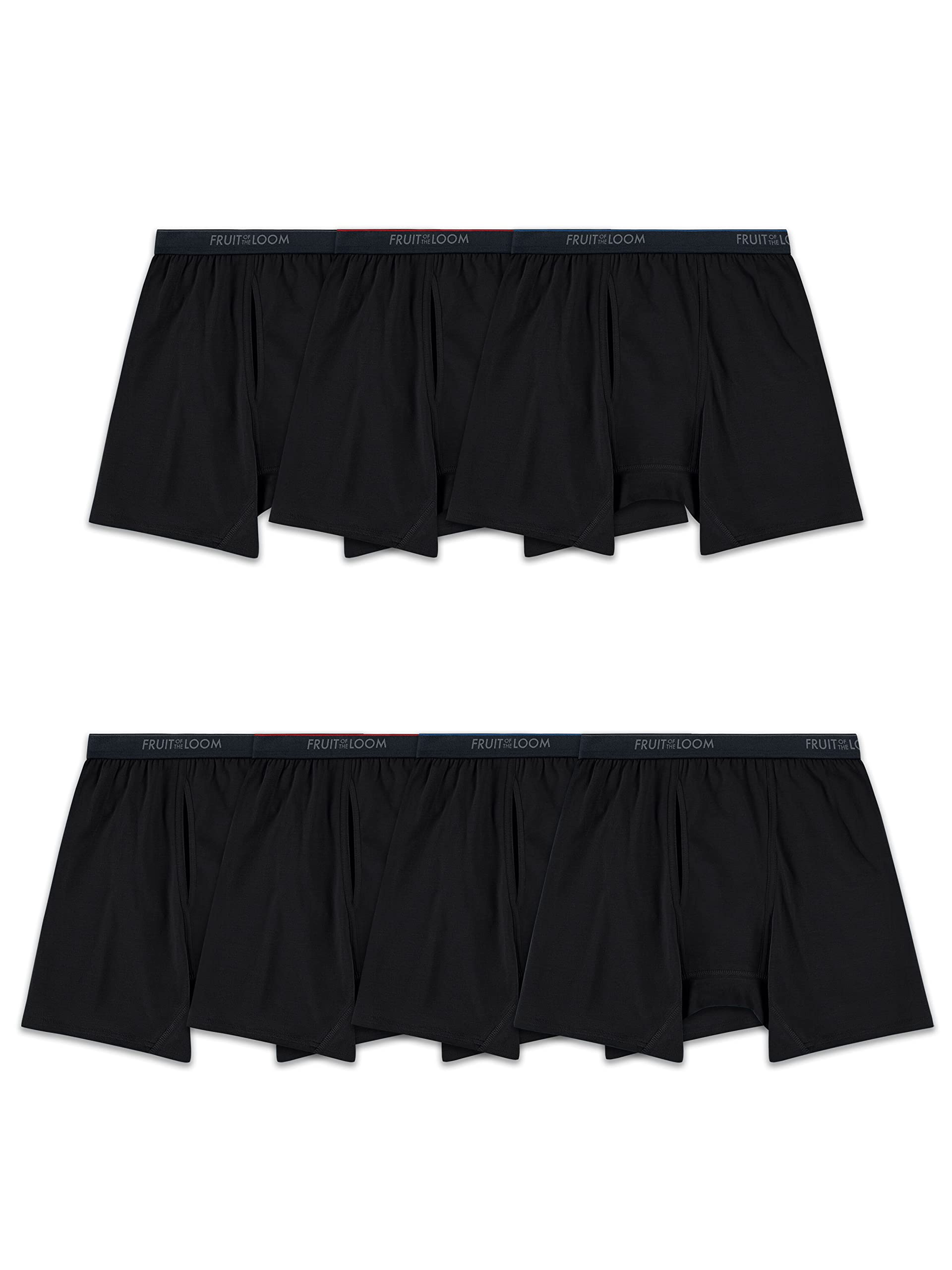 Photo 1 of Fruit of the Loom Men's Cotton Stretch Boxer Briefs & Boxer Shorts (Regular & Big Man), Boxer Brief - 7 Pack Black, Medium