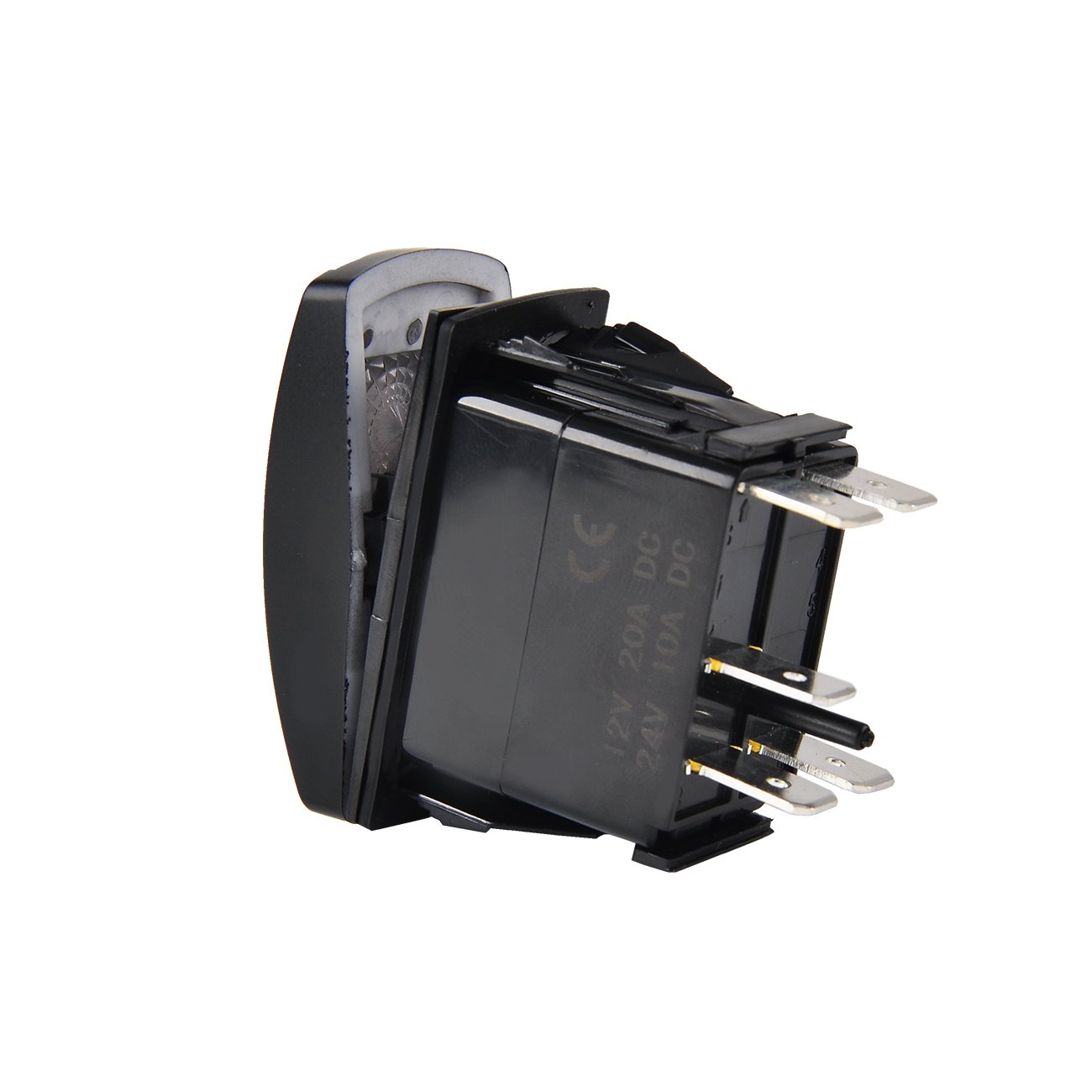 RCRunning Laser Rocker Switch with Wire Set (5 Female Terminal and 3 Male Terminal),5Pin 20A 12V On-Off LED Light Toggle Switch,for UTV Car Auto Truck Boat Marine