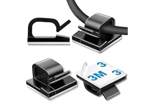 SUOUNDEY 100 Pcs Cable Clips, Adhesive Cable Organizer Cord Holder Wire Clip Wire Management Self Adhesive Hooks Wire Holder for Office, Home, Black