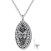 MEIDERBO 925 Sterling Silver Memorial Jewelry Urn Necklaces for Ashes, Photo Locket Necklace that Holds Picture