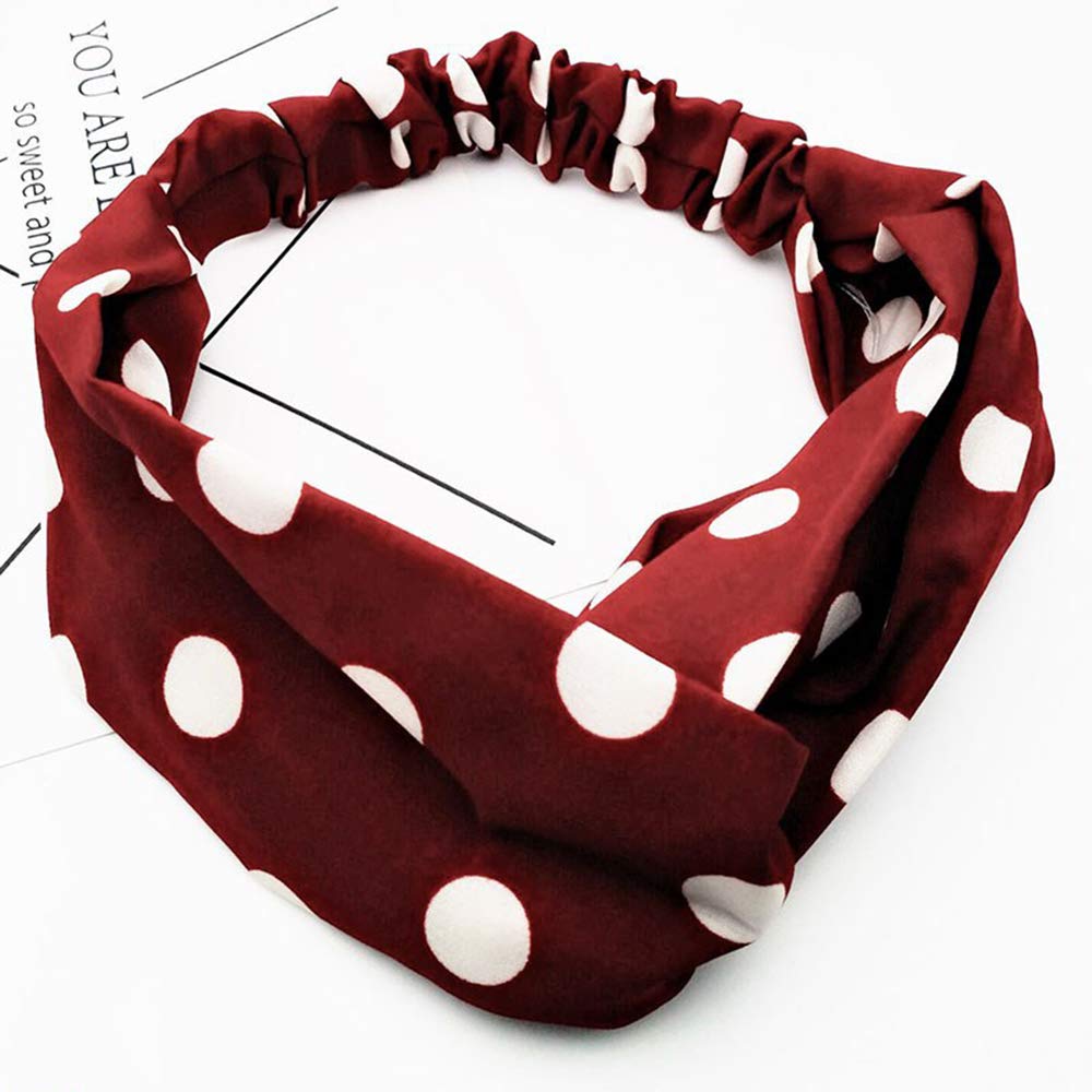 KAEHA SUN-075-00a 1 x Headbands for Women and Girls, Wave Stitch Design, Red Wine