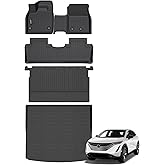 Jenofa-Floor Mats for Nissan Ariya 2023-2025 All Weather Mats Automotive Car Mat for Ariya Full Set Accessories (Floor Mats & Rear Seat Back Mats & Cargo Liner)