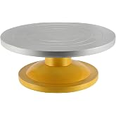 SINJEUN 10 Inch Sculpting Wheel, Pottery Banding Wheel, Silver Round Ceramics Turntable Sculptor Pottery Tool for Model-Making, Paint Spraying, Crafting
