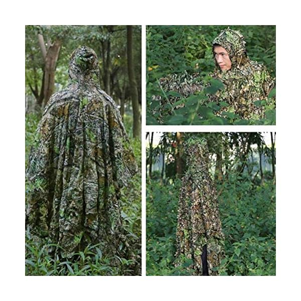 YuanDian Ghillie Suit Poncho Outdoor 3D Blätter Jagd Camouflage Camo Camping Vogelbeobachtung Cape Umhang für Militär CS Dschungeljagd Paintball Airsoft Wildlife-Fotografie Halloween Ahornblatt – Bild 6