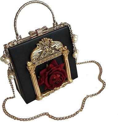 Amazon ハンドバッグ レディース かわいい 正方形 花柄 薔薇 クラシカル ポシェット 手提げ コスチューム ゴシック 女の子 Lolita コスプレ ロリータ エレガント フランス ファッション Luckydays Jp 斜めかけバッグ