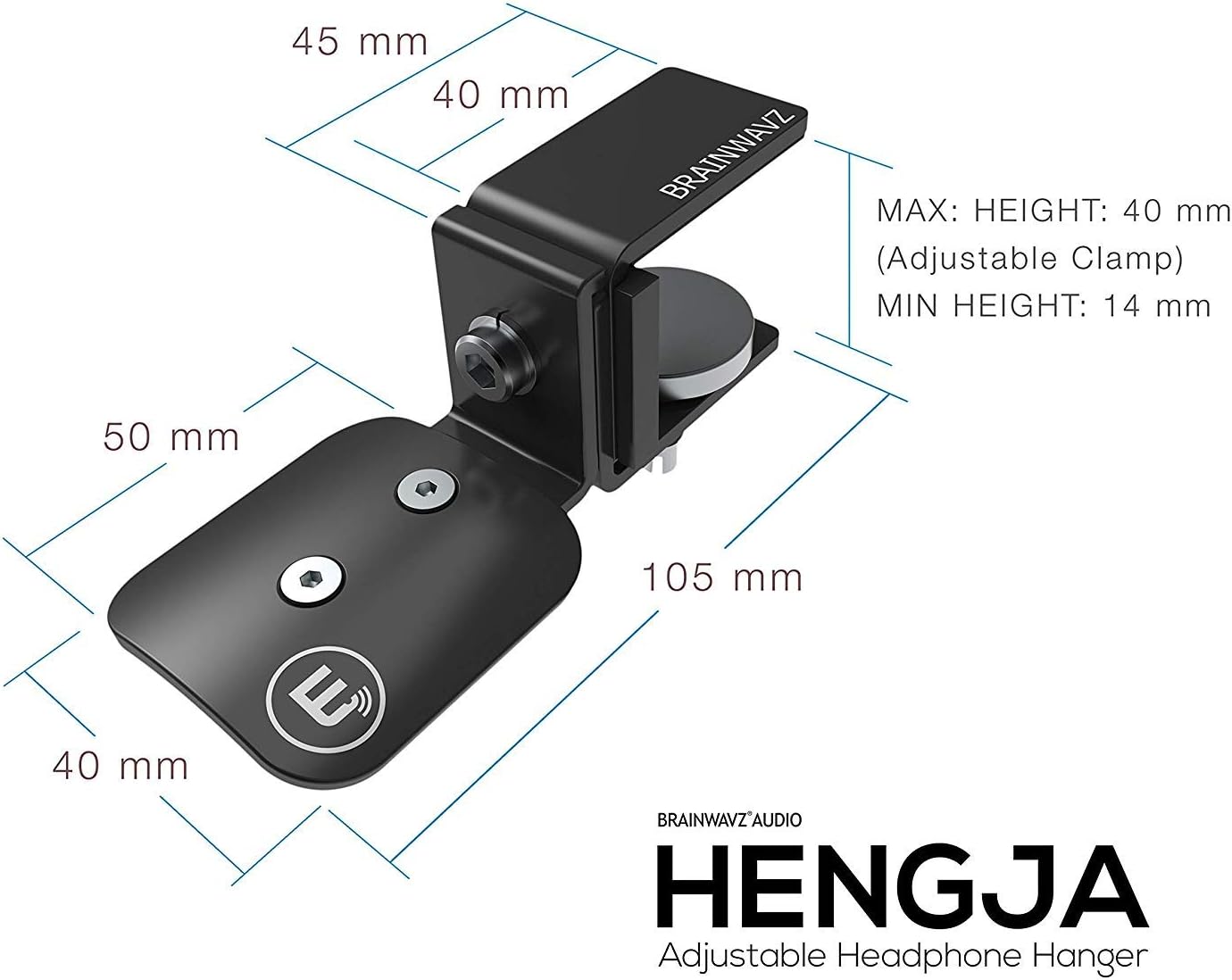 Brainwavz Hengja - The Desk Headphone Stand Hanger Mount, All Metal, Rotatable Mount, PC & Gaming Headset Holder: Electronics