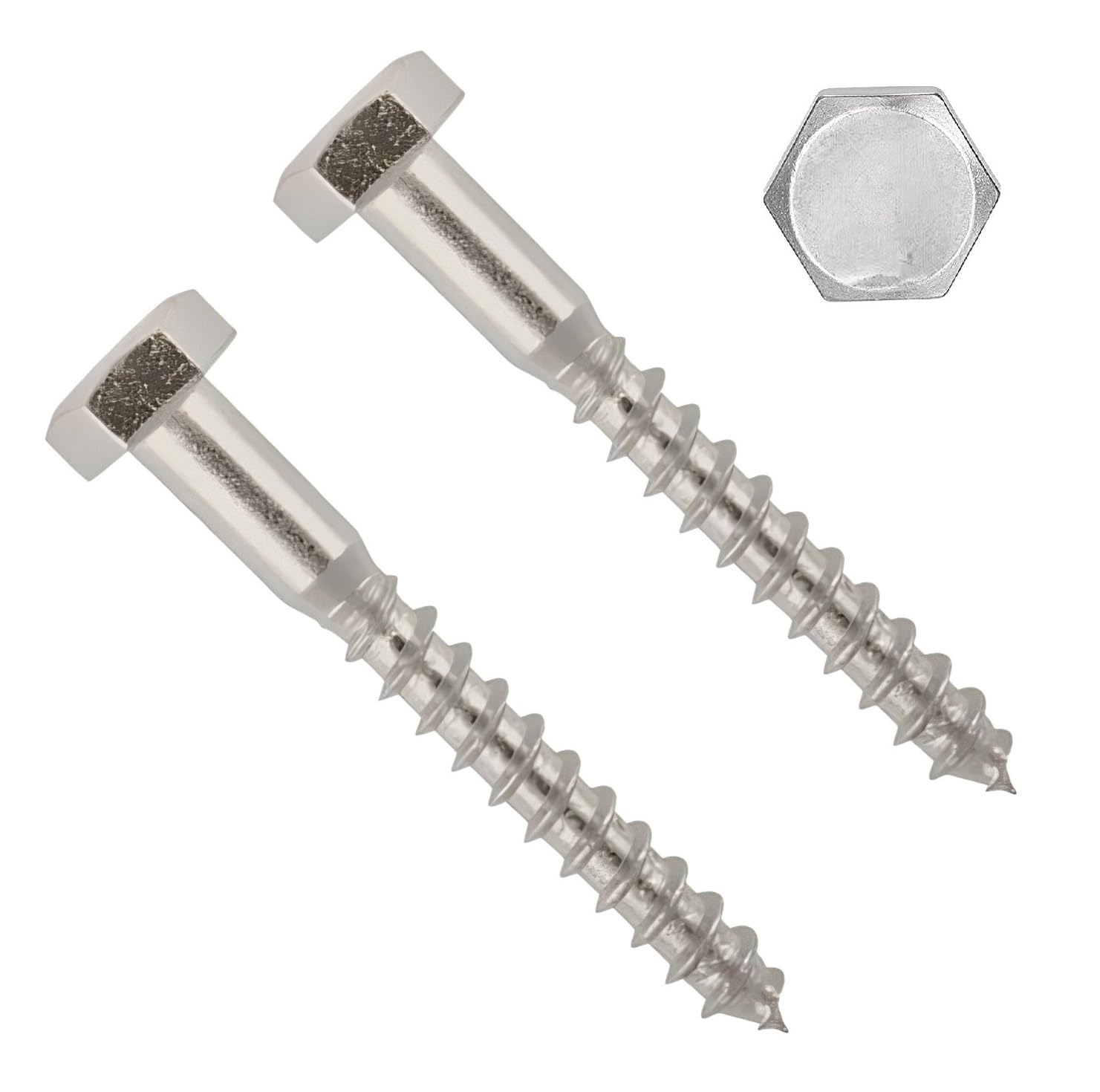 TERF® M12 X 90mm Coach Screws Hex Head Stainless Steel A2 (304) Coach Screw M12 (12mm) X 90mm Wood Masonry Brick Concrete Wall Fixing Lag Screw Bolts - Pack of 2