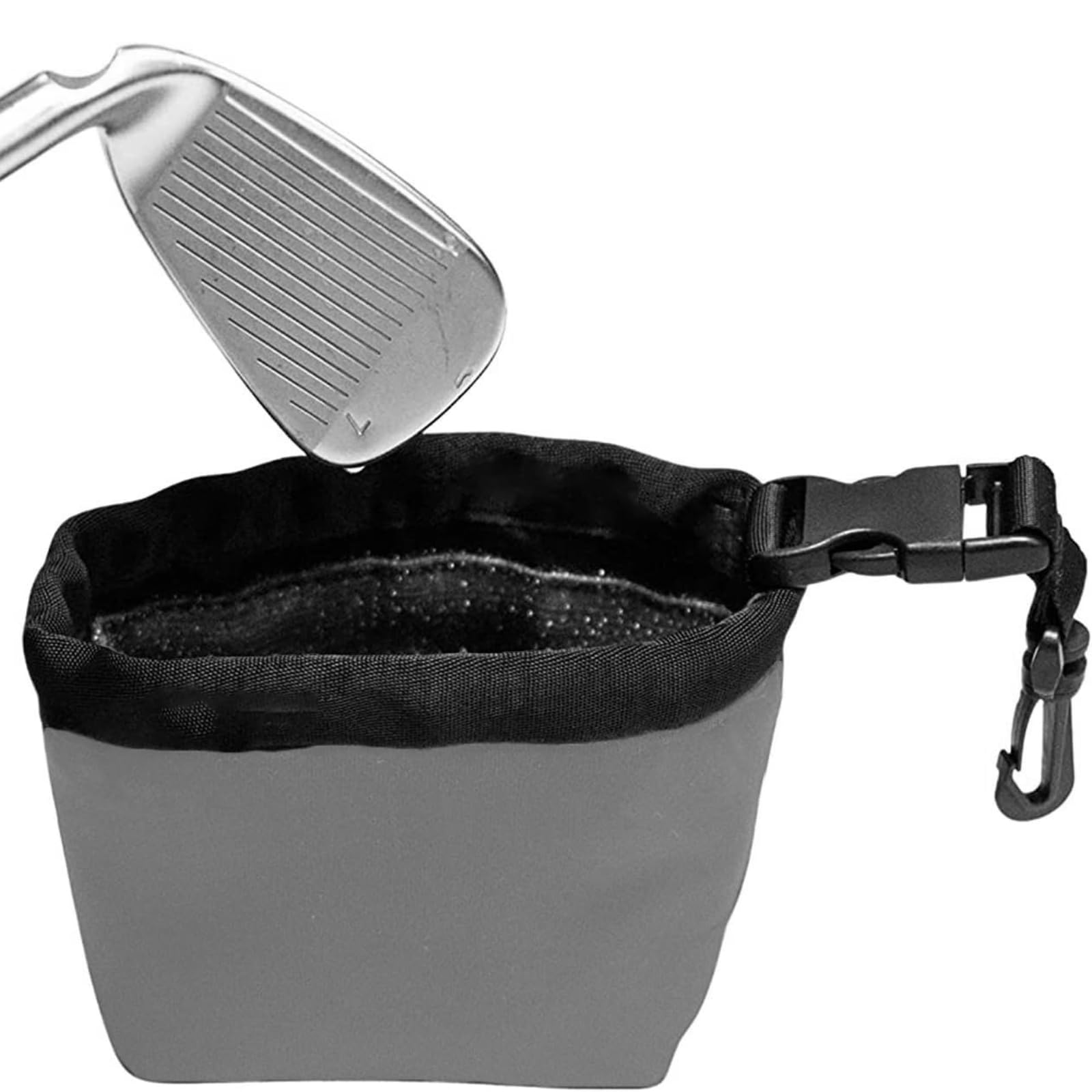 SUBORAWOS Golf Club and Golf Ball Cleaning Bag, Waterproof Liner Detachable Clip, Machine Washable, Golf Accessory Cleaning Bag (Grey)