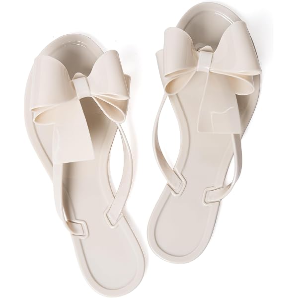 Women's Jelly Sandals With Bows - Studded Flip Flops Summer Beach Slides