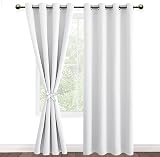 DWCN Greyish White Blackout Curtains 52x84 Eyelet Panels with Tiebacks