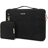 MOSISO 13.3 inch 360 Protective Laptop Case, 13-13.3 inch Laptop Sleeve Compatible with MacBook Air/Pro 13 13.6/Pro 14, HP Dell ASUS, Rectangle Quilted Bag with Handle&Pocket&Small Case, Black