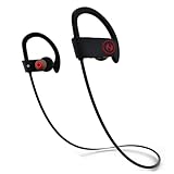 Bluetooth Headphones, Hussar Magicbuds Best Wireless Sports Earphones with Mic, IPX7 Waterproof, HD Sound with Bass, Noise Cancelling, Secure Fit, up to 9 hours working time (Upgraded)